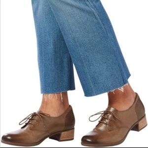DANSKO taupe grey brown Leather Cuban heel Lace-up Oxford Shoes size 40 9